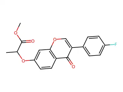 Methyl 2-((3-(4-fluorophenyl)-4-oxo-4H-1-benzopyran-7-yl)oxy)propanoate structure