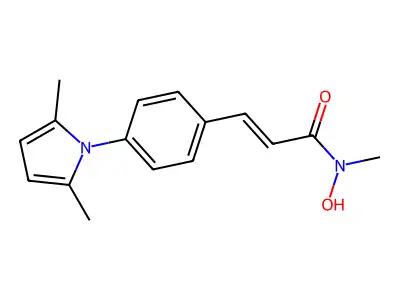 N-methyl-3-(4-(2,5-dimethylpyrrol-1-yl)phenyl)propenehydroxamic acid structure