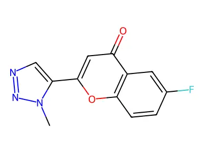 4H-1-Benzopyran-4-one, 6-fluoro-2-(1-methyl-1H-1,2,3-triazol-5-yl)- structure