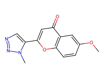 4H-1-Benzopyran-4-one, 6-methoxy-2-(1-methyl-1H-1,2,3-triazol-5-yl)- structure