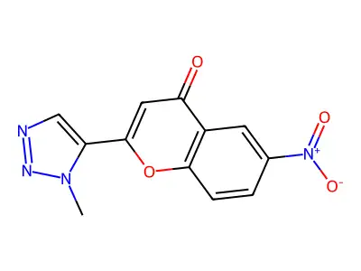 4H-1-Benzopyran-4-one, 2-(1-methyl-1H-1,2,3-triazol-5-yl)-6-nitro- structure
