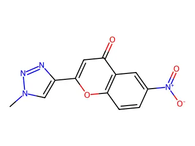 4H-1-Benzopyran-4-one, 2-(1-methyl-1H-1,2,3-triazol-4-yl)-6-nitro- structure