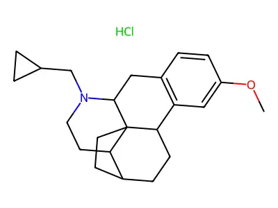 N-Cyclopropylmethyl-3,11c-ethano-10-methoxy-1,2,3,3a,11b,11c-hexahydroaporphine structure