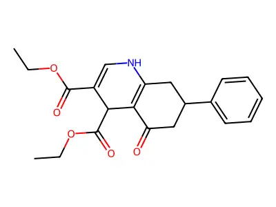 Diethyl 5-oxo-7-phenyl-1,4,5,6,7,8-hexahydroquinoline-3,4-dicarboxylate structure