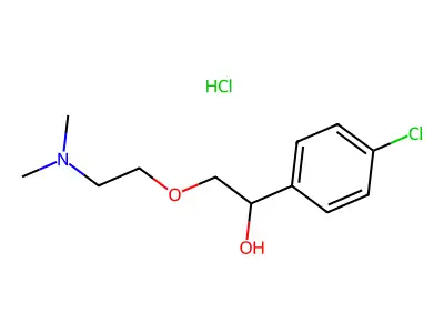 4-Chloro-alpha-((2-(dimethylamino)ethoxy)methyl)benzenemethanol hydrochloride structure