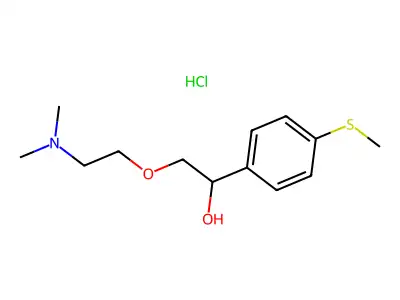 alpha-((2-(Dimethylamino)ethoxy)methyl)-4-(methylthio)benzenemethanol hydrochloride structure