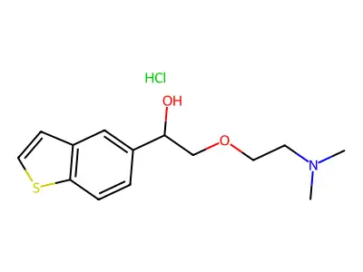 1-(Benzo(b)thiophen-5-yl)-2-(2-(N,N-dimethylamino)ethoxy)ethanol hydrochloride structure
