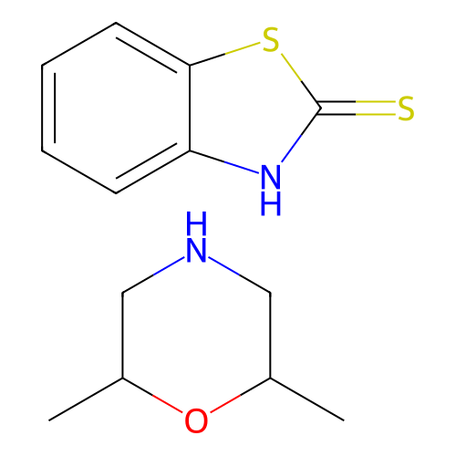 2(3H)-Benzothiazolethione, compd. with 2,6-dimethylmorpholine (1:1) structure