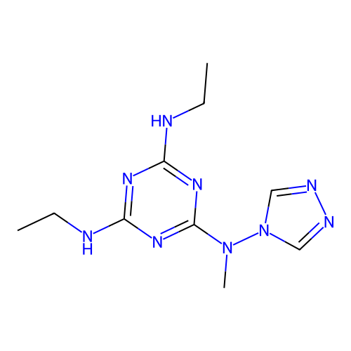 N,N'-Diethyl-N''-methyl-N''-[1,2,4]triazol-4-yl-[1,3,5]triazine-2,4,6-triamine structure