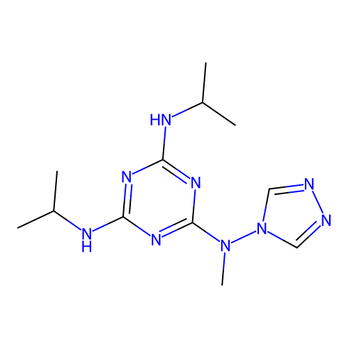 N2,N4-diisopropyl-N6-methyl-N6-(4H-1,2,4-triazol-4-yl)-1,3,5-triazine-2,4,6-triamine structure