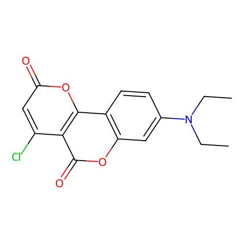 4-chloro-8-(diethylamino)-2H,5H-pyrano[3,2-c]chromene-2,5-dione structure