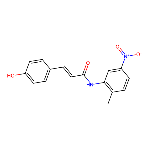 (E)-3-(4-hydroxyphenyl)-N-(2-methyl-5-nitrophenyl)acrylamide structure