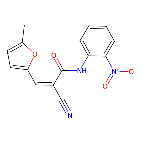 (Z)-2-cyano-3-(5-methylfuran-2-yl)-N-(2-nitrophenyl)acrylamide structure