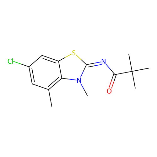 (Z)-N-(6-chloro-3,4-dimethylbenzo[d]thiazol-2(3H)-ylidene)pivalamide structure