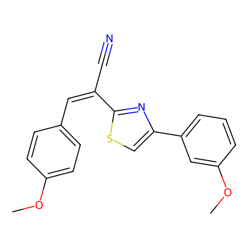 (2Z)-3-(4-methoxyphenyl)-2-[4-(3-methoxyphenyl)-1,3-thiazol-2-yl]prop-2-enenitrile structure