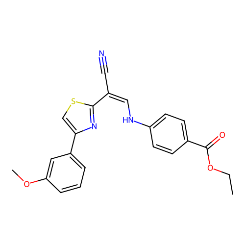 (Z)-ethyl 4-((2-cyano-2-(4-(3-methoxyphenyl)thiazol-2-yl)vinyl)amino)benzoate structure