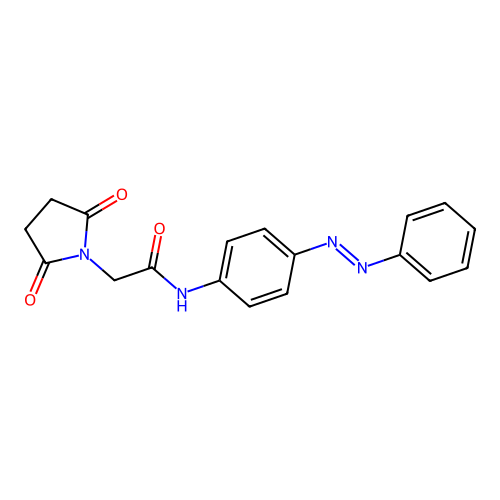 1-Pyrrolidineacetamide, 2,5-dioxo-N-[4-[(1E)-2-phenyldiazenyl]phenyl]- structure