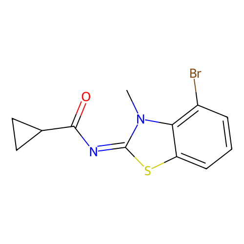 N-(4-bromo-3-methyl-1,3-benzothiazol-2-ylidene)cyclopropanecarboxamide structure