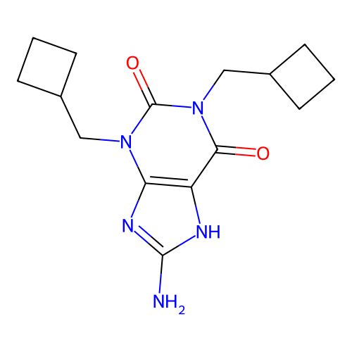 1H-Purine-2,6-dione, 8-amino-1,3-bis(cyclobutylmethyl)-3,7-dihydro- structure