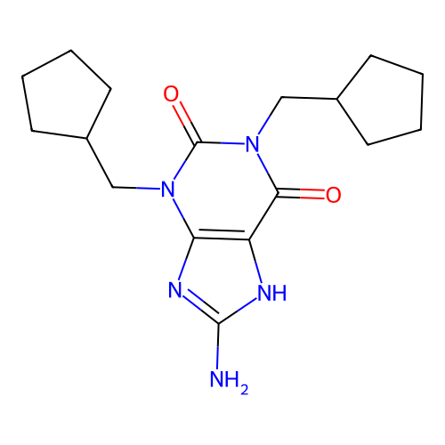 1H-Purine-2,6-dione, 8-amino-1,3-bis(cyclopentylmethyl)-3,7-dihydro- structure