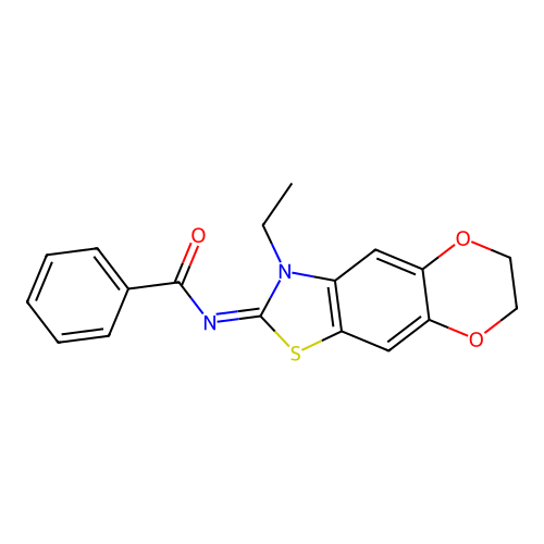 N-(3-ethyl-6,7-dihydro-[1,4]dioxino[2,3-f][1,3]benzothiazol-2-ylidene)benzamide structure