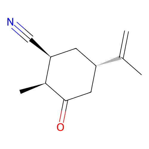 (1S,2S,5S)-2-methyl-3-oxo-5-prop-1-en-2-ylcyclohexane-1-carbonitrile structure