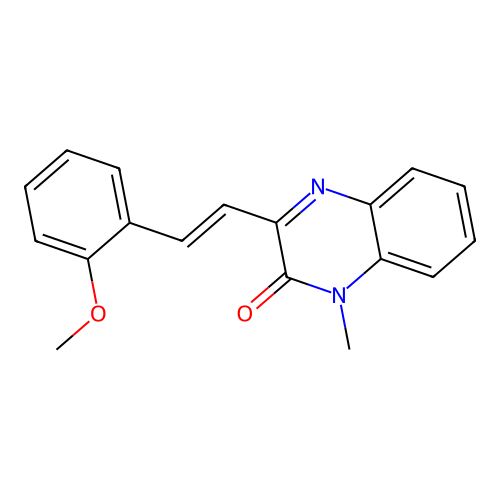 (E)-3-(2-methoxystyryl)-1-methylquinoxalin-2(1H)-one structure