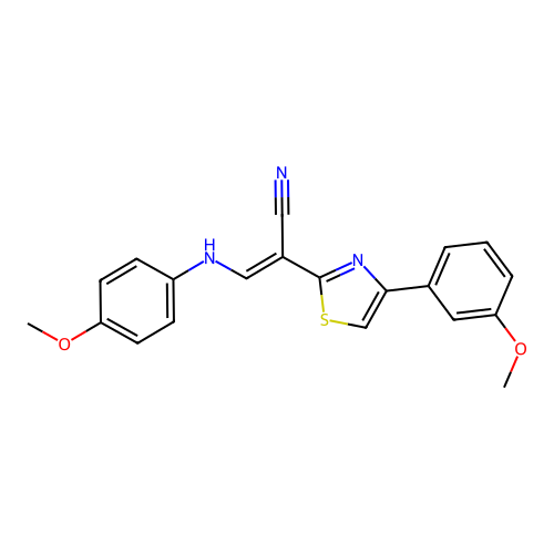 (E)-3-((4-methoxyphenyl)amino)-2-(4-(3-methoxyphenyl)thiazol-2-yl)acrylonitrile structure