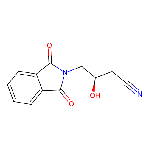 (3R)-4-(1,3-dioxoisoindol-2-yl)-3-hydroxybutanenitrile structure