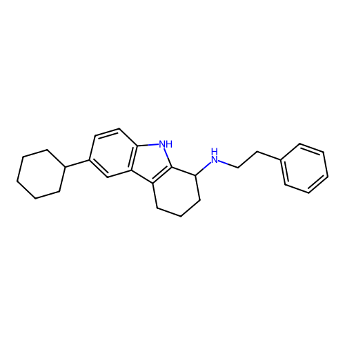 6-cyclohexyl-N-(2-phenylethyl)-2,3,4,9-tetrahydro-1H-carbazol-1-amine structure