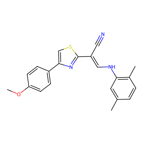(E)-3-((2,5-dimethylphenyl)amino)-2-(4-(4-methoxyphenyl)thiazol-2-yl)acrylonitrile structure