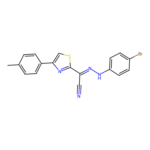 (2E)-N-(4-bromoanilino)-4-(4-methylphenyl)-1,3-thiazole-2-carboximidoyl cyanide structure