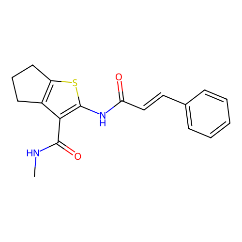 2-cinnamamido-N-methyl-5,6-dihydro-4H-cyclopenta[b]thiophene-3-carboxamide structure