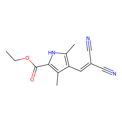 ethyl 4-(2,2-dicyanoethenyl)-3,5-dimethyl-1H-pyrrole-2-carboxylate structure