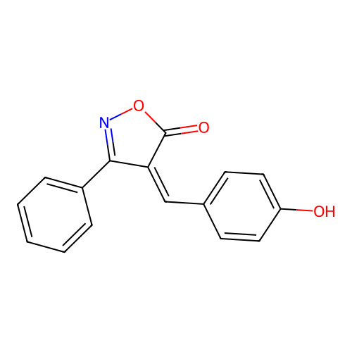 (4Z)-4-(4-hydroxybenzylidene)-3-phenyl-1,2-oxazol-5(4H)-one structure