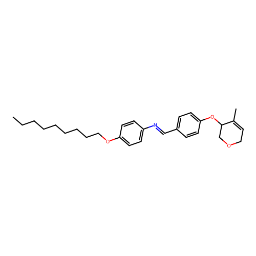 1-[4-[(4-methyl-3,6-dihydro-2H-pyran-3-yl)oxy]phenyl]-N-(4-nonoxyphenyl)methanimine structure