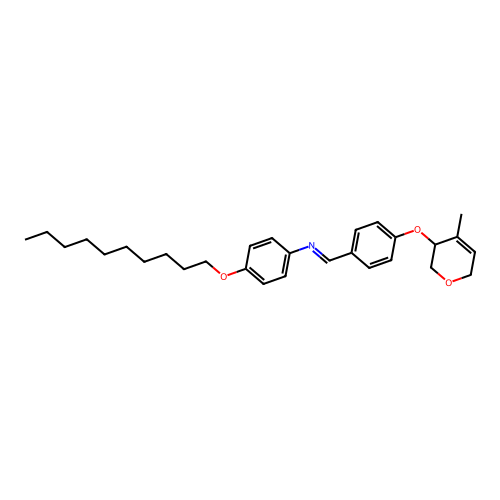 N-(4-decoxyphenyl)-1-[4-[(4-methyl-3,6-dihydro-2H-pyran-3-yl)oxy]phenyl]methanimine structure