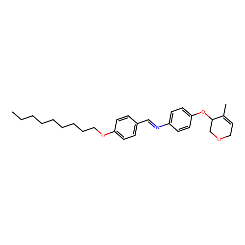 N-[4-[(4-methyl-3,6-dihydro-2H-pyran-3-yl)oxy]phenyl]-1-(4-nonoxyphenyl)methanimine structure