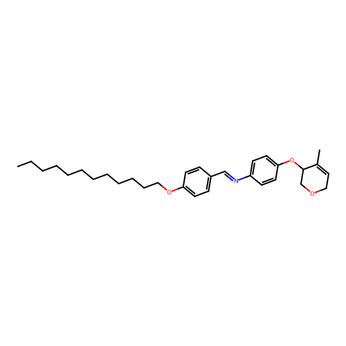 1-(4-dodecoxyphenyl)-N-[4-[(4-methyl-3,6-dihydro-2H-pyran-3-yl)oxy]phenyl]methanimine structure