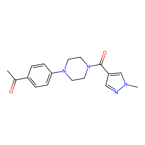 1-[4-[4-[(1-Methyl-1H-pyrazol-4-yl)carbonyl]-1-piperazinyl]phenyl]ethanone structure