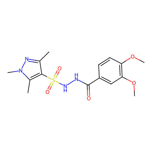 N'-(3,4-dimethoxybenzoyl)-1,3,5-trimethyl-1H-pyrazole-4-sulfonohydrazide structure