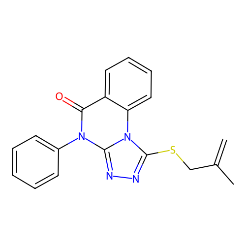 1-((2-methylallyl)thio)-4-phenyl-[1,2,4]triazolo[4,3-a]quinazolin-5(4H)-one structure