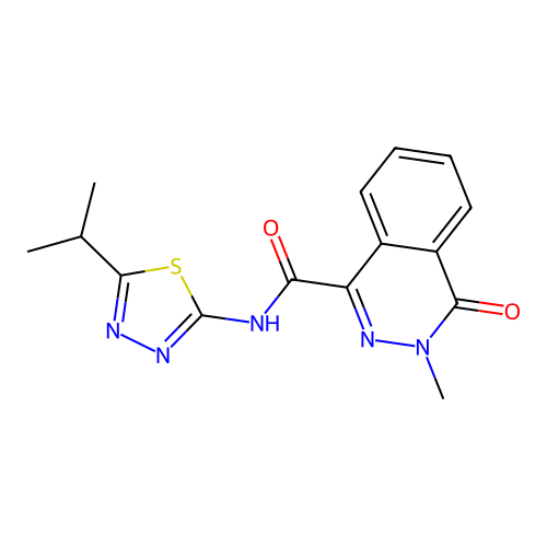 N-(5-isopropyl-1,3,4-thiadiazol-2-yl)-3-methyl-4-oxo-3,4-dihydrophthalazine-1-carboxamide structure