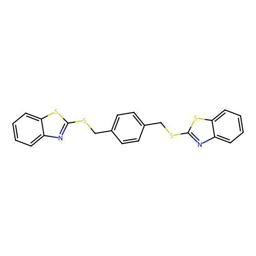 2-{[4-(Benzothiazol-2-ylthiomethyl)phenyl]methylthio}benzothiazole structure