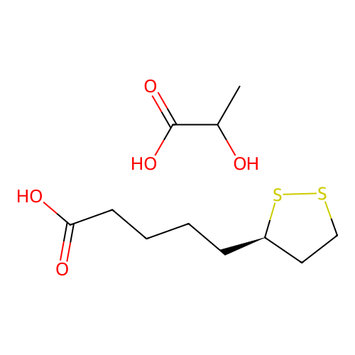 2-Hydroxypropanoic acid--5-(1,2-dithiolan-3-yl)pentanoic acid (1/1) structure