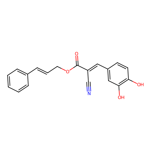 2-Cyano-3-(3,4-dihydroxyphenyl)-2-propenoic acid 3-phenylprop-2-enyl ester structure