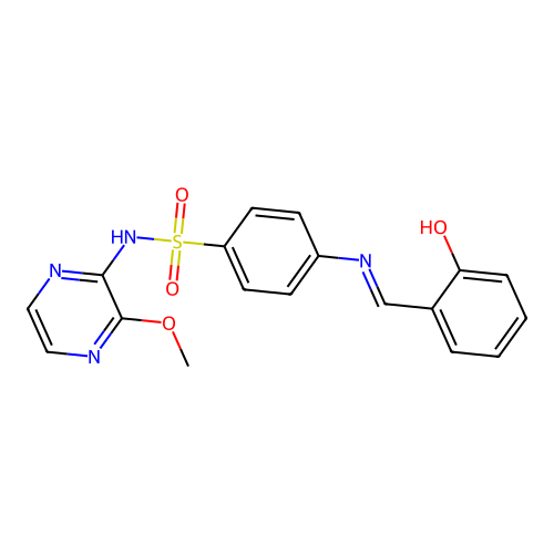 Phenol, 2-[4-(3-methoxy-2-pyrazinyl)aminosulfonylphenyl]iminomethyl- structure