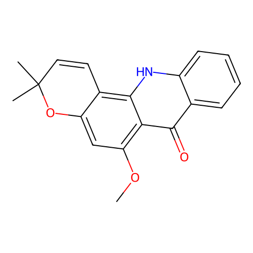 6-methoxy-3,3-dimethyl-12H-pyrano[2,3-c]acridin-7-one structure