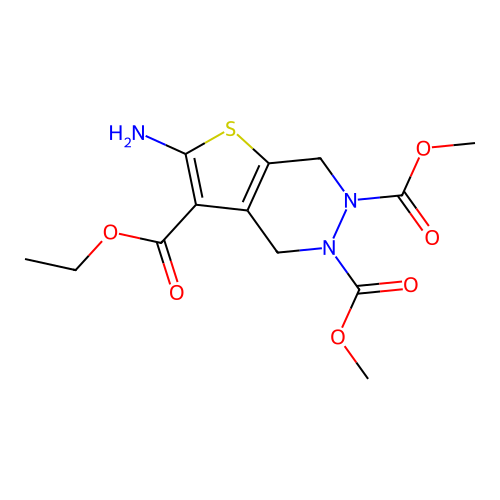 3-ethyl 5,6-dimethyl 2-aminothieno[2,3-d]pyridazine-3,5,6(4H,7H)-tricarboxylate structure