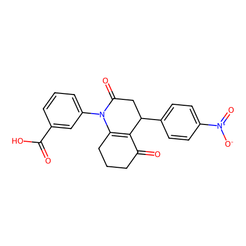 3-[4-(4-nitrophenyl)-2,5-dioxo-4,6,7,8-tetrahydro-3H-quinolin-1-yl]benzoic Acid structure